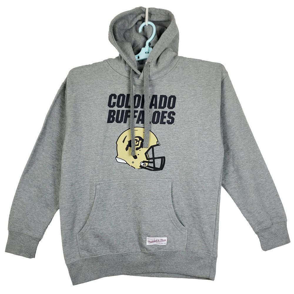 Colorado Buffaloes Mitchell & Ness NCAA L Large Hoodie Team Art Heather Gray NWT
